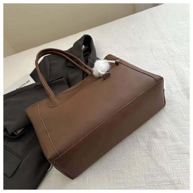 Women's Large Capacity Textured Tote Bag Cream Brown — feature 6