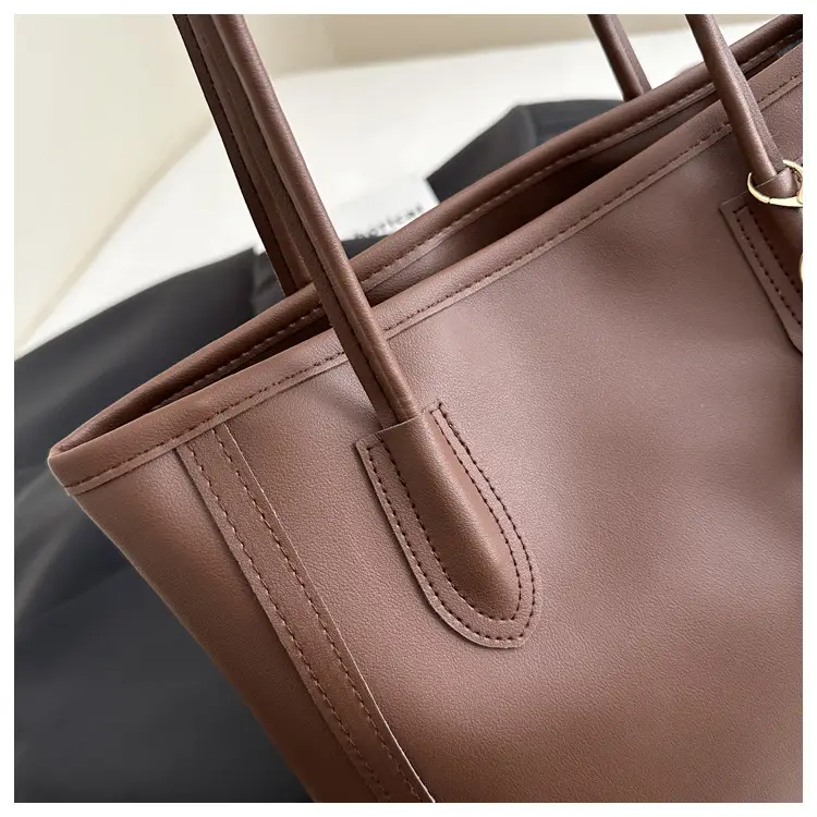Women's Large Capacity Textured Tote Bag Cream Brown — feature 9
