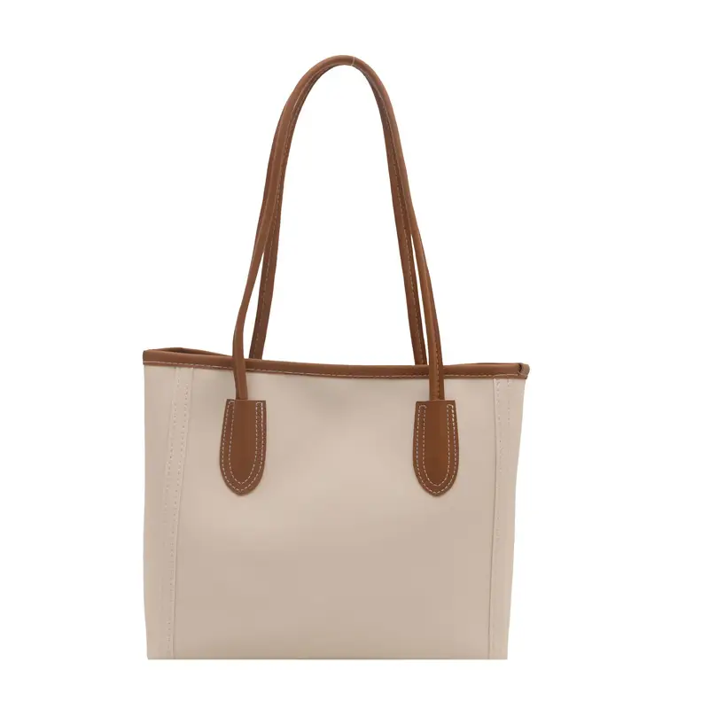 Women's Large Capacity Textured Tote Bag Cream Brown - Image 2