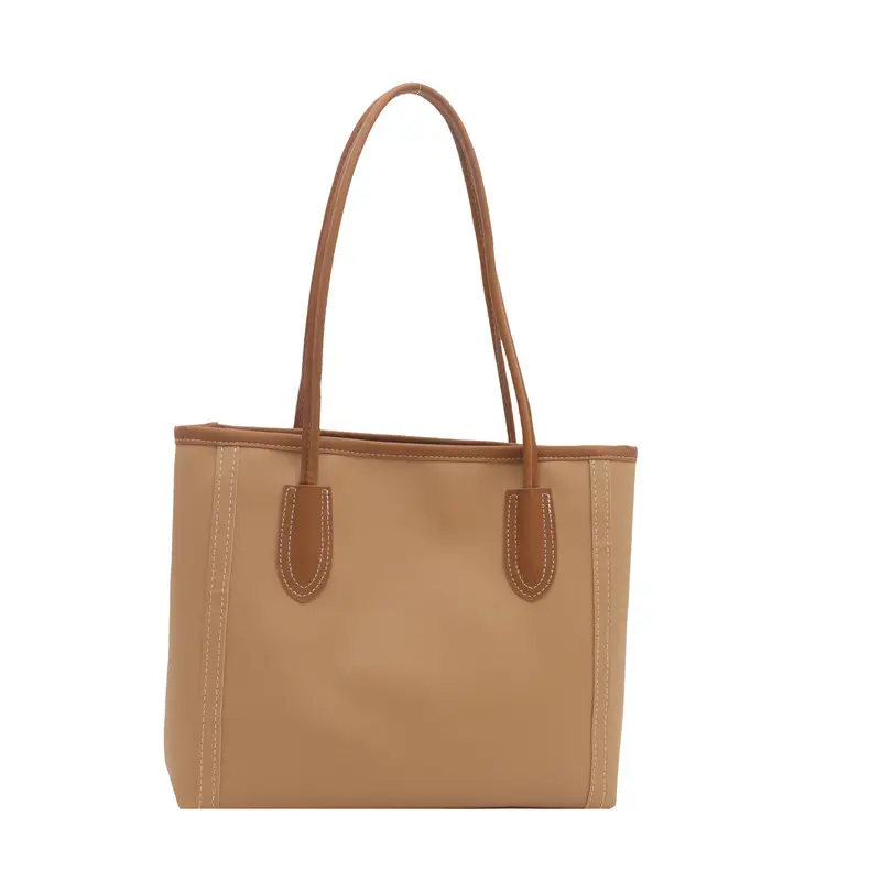 Women's Large Capacity Textured Tote Bag Cream Brown - Image 3
