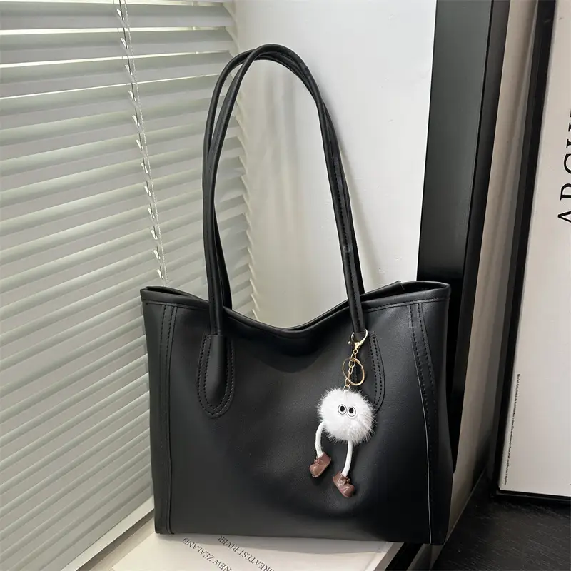 Women's Large Capacity Textured Tote Bag Cream Brown - Image 5