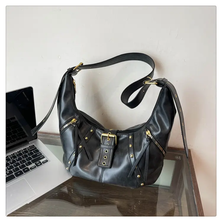 Women's Rivet Single Shoulder Crossbody Bag Maroon 2024 — feature 15