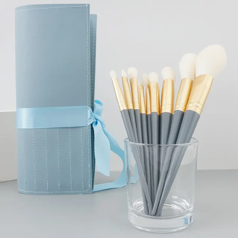 10 Piece Makeup Brush Set for Beginners Powder Blush Eye Shadow - Image 5
