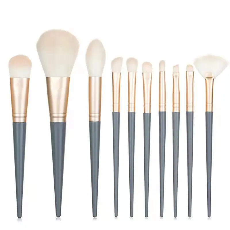 10 Piece Makeup Brush Set for Beginners Powder Blush Eye Shadow - Image 6