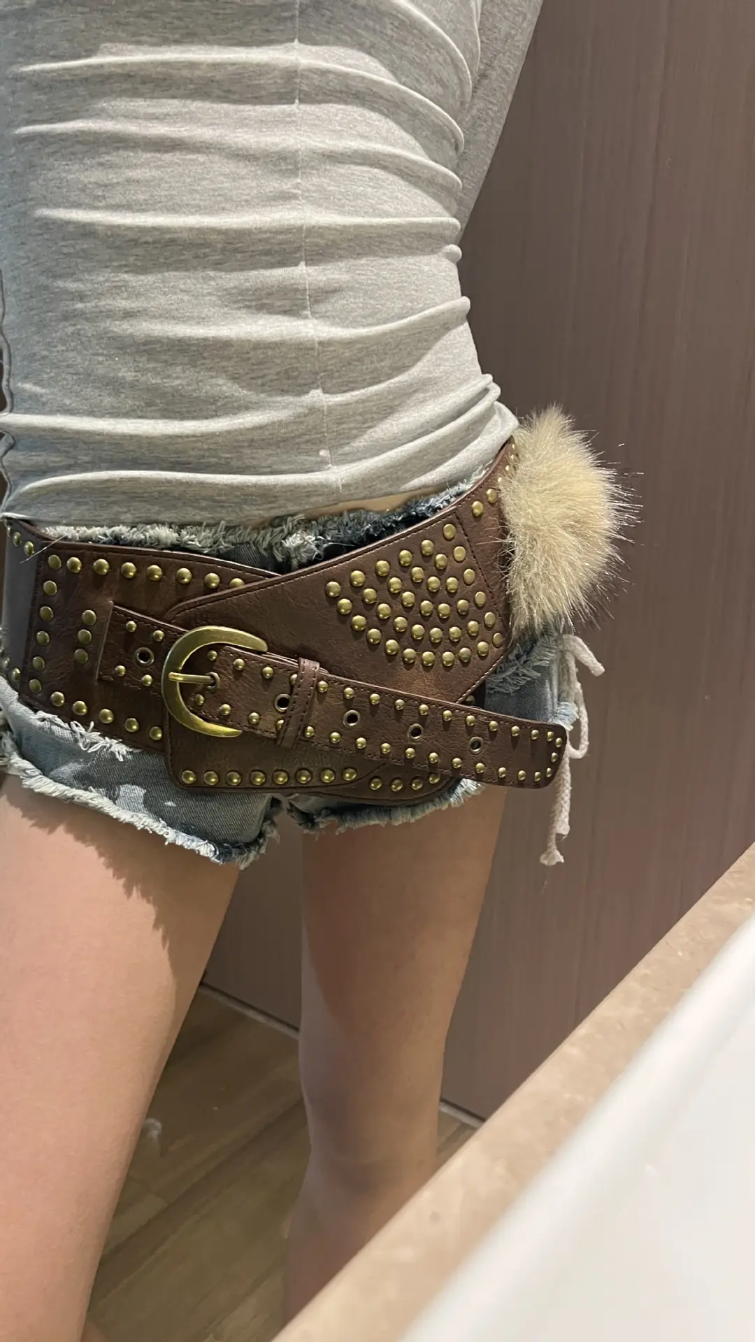 Punk Mao Mao Belt with Rivet & Fur Trim - Image 3