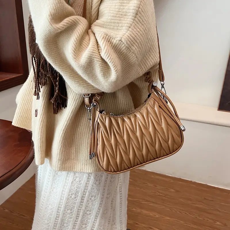 Brown Pleated Crossbody Bag for Women 2025 - Image 7