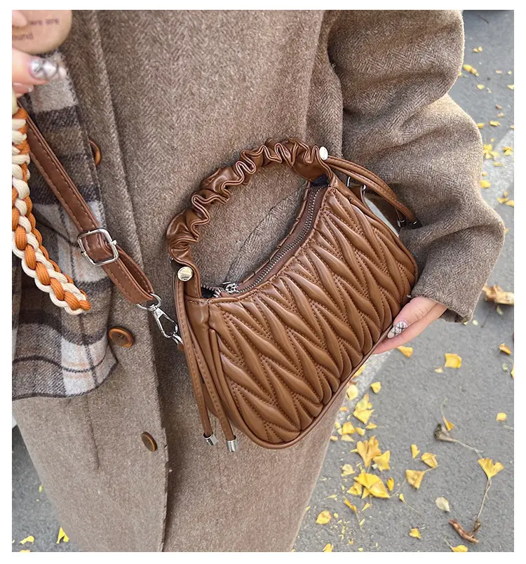 Brown Pleated Crossbody Bag for Women 2025 — feature 1