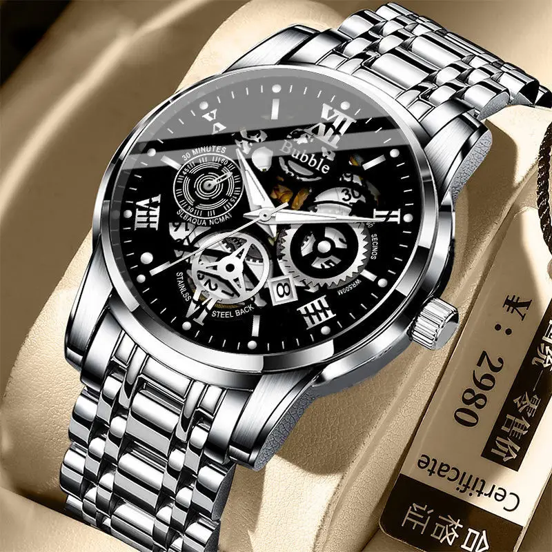 Hollow Watch Brand Genuine Fully Automatic Quartz Movement Retro High-Looking Anti-Fall Fashion Men's Watch New Style