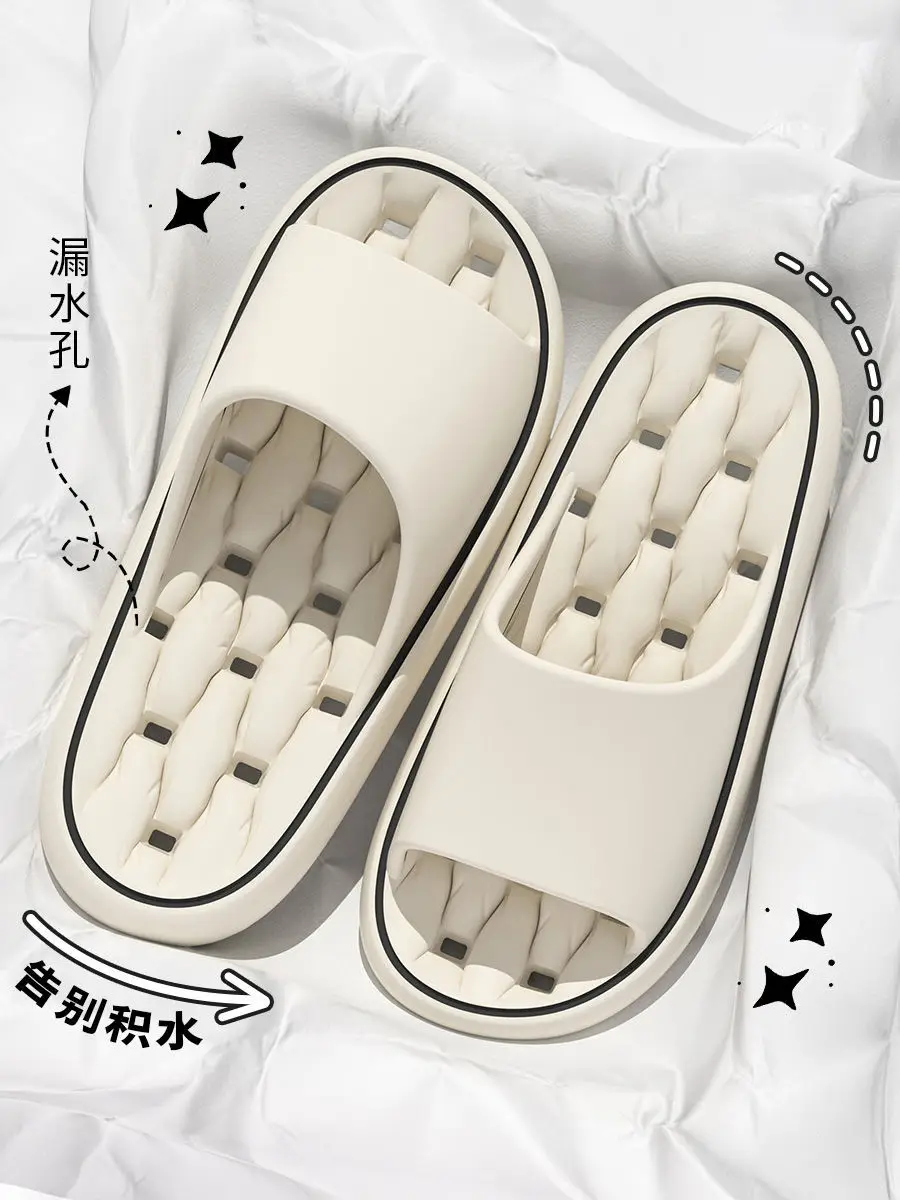 Bathroom Slippers Women's New Quick-drying Non-slip Indoor Bath Couples Non-slip Thick Bottom Leakage Sandals for Men's Home — feature 7
