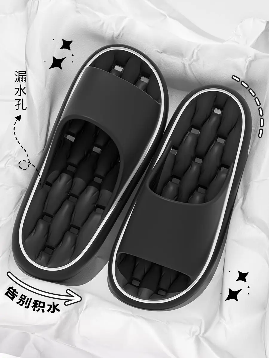 Bathroom Slippers Women's New Quick-drying Non-slip Indoor Bath Couples Non-slip Thick Bottom Leakage Sandals for Men's Home — feature 8