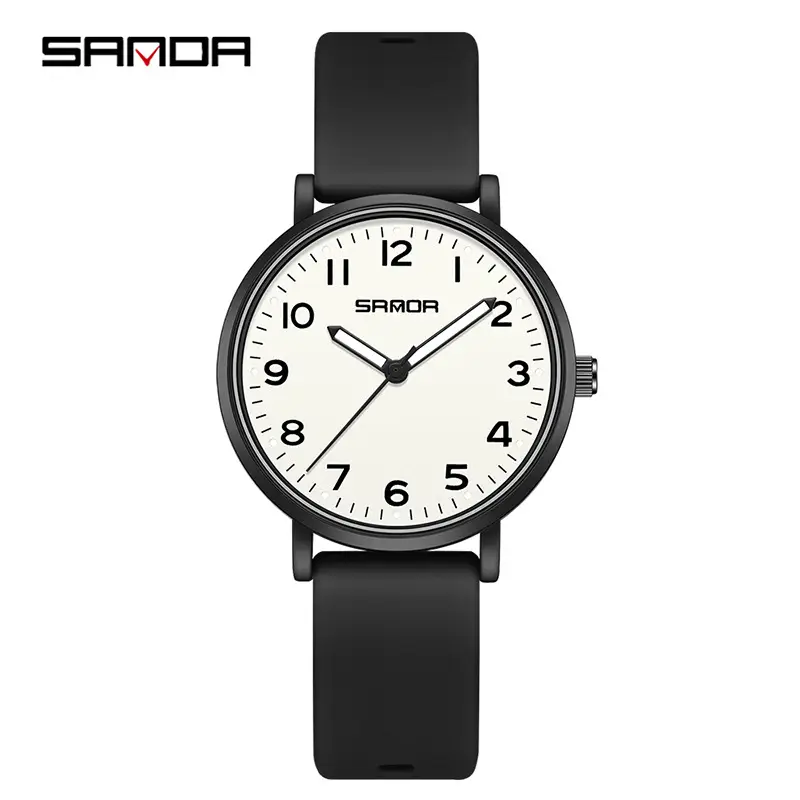 Sanda Green Silicone Student Quartz Watch for Men Women - Image 2