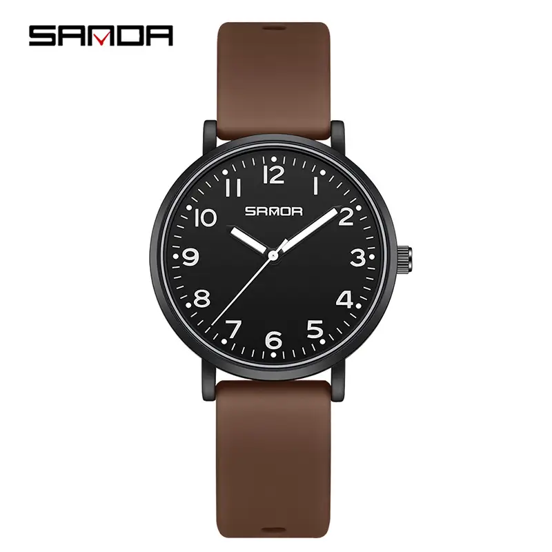 Sanda Green Silicone Student Quartz Watch for Men Women - Image 3