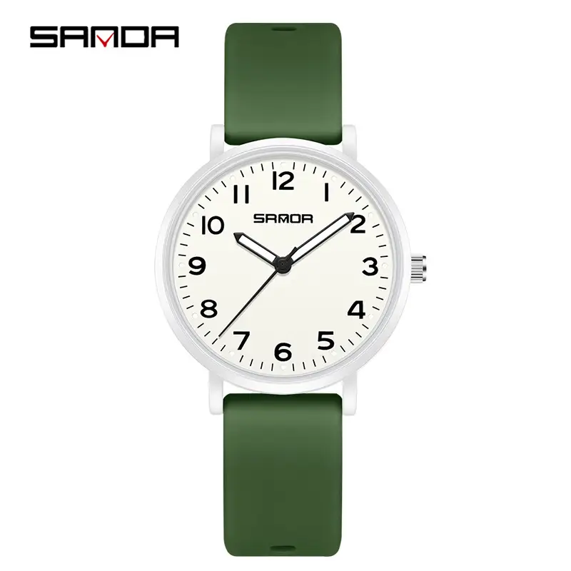 Sanda Green Silicone Student Quartz Watch for Men Women - Image 7