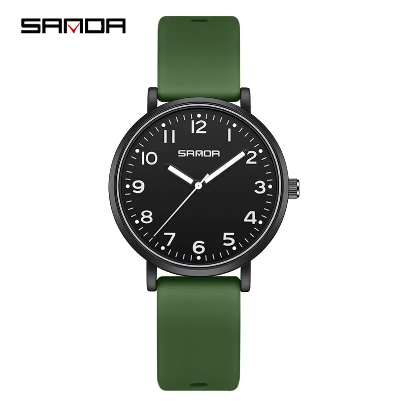 Sanda Green Silicone Student Quartz Watch for Men Women - Image 8