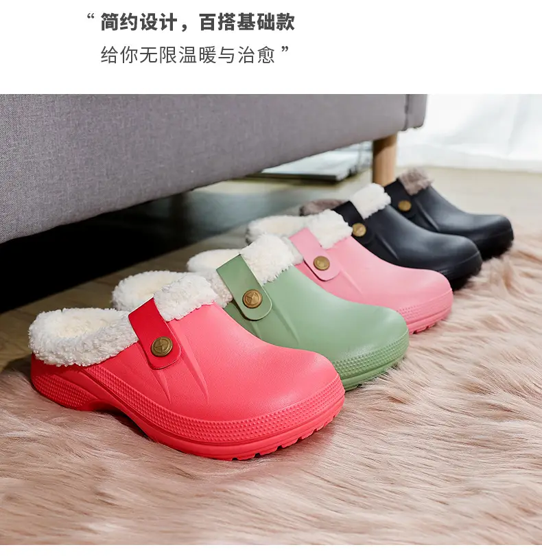 Winter plus size Cross-border fleece-lined New Household Cotton Slippers Women's Couples Baotou Cotton Shoes Men's Warm Mao Mao Shoes — feature 4