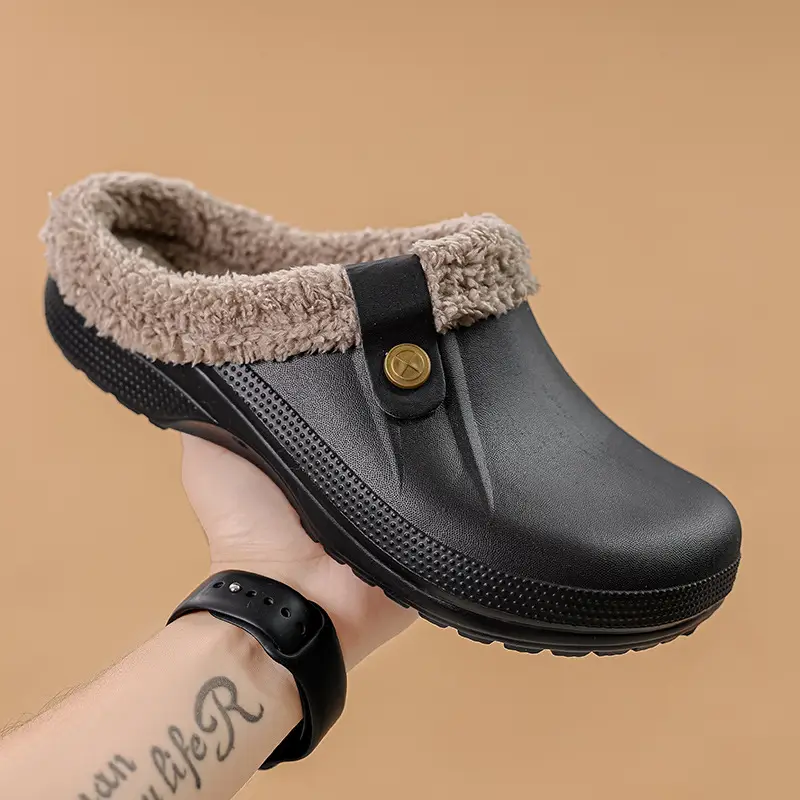 Winter plus size Cross-border fleece-lined New Household Cotton Slippers Women's Couples Baotou Cotton Shoes Men's Warm Mao Mao Shoes
