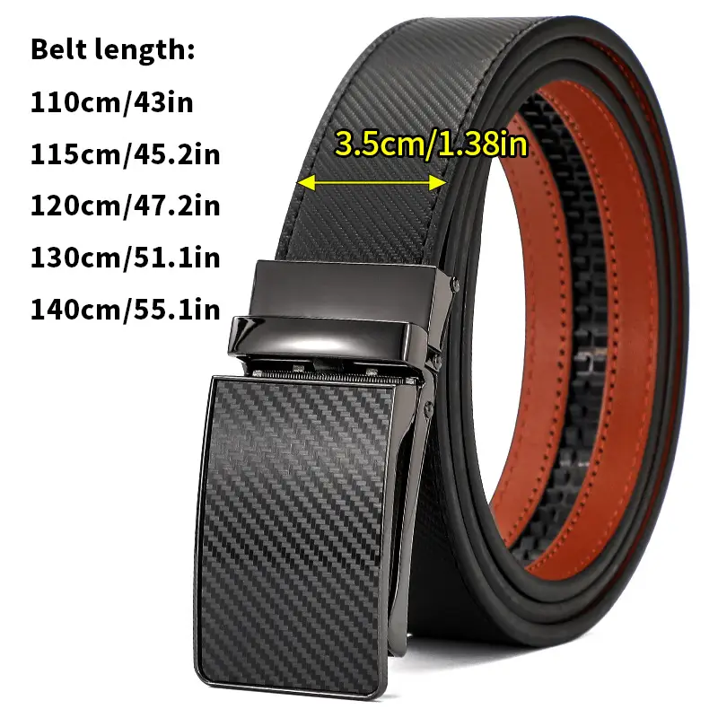 Men's Black Real Cowhide Belt with Red Inner Core - Image 4