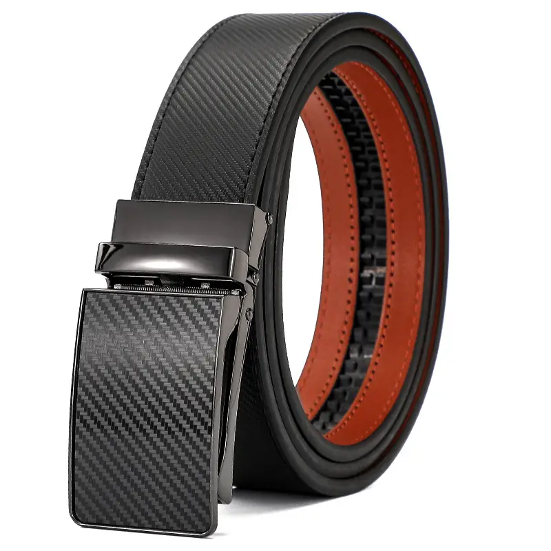 Men's Black Real Cowhide Belt with Red Inner Core - Image 5