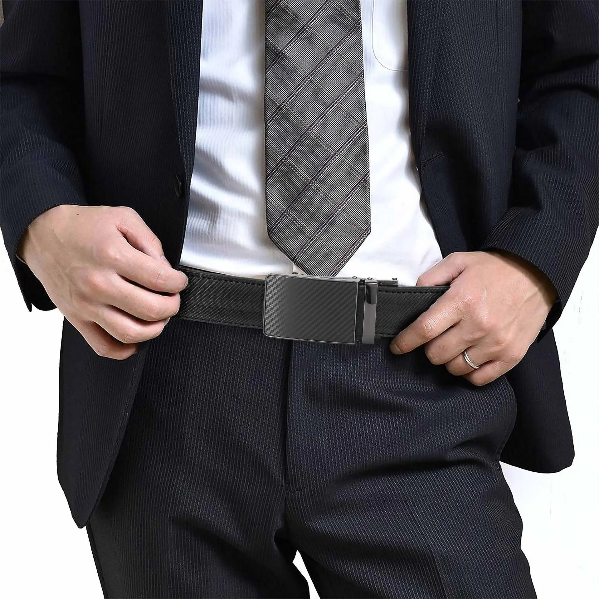 Men's Black Real Cowhide Belt with Red Inner Core — feature 2