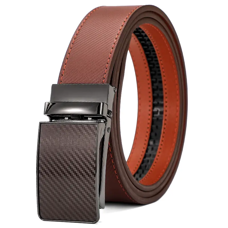 Men's Black Real Cowhide Belt with Red Inner Core - Image 2