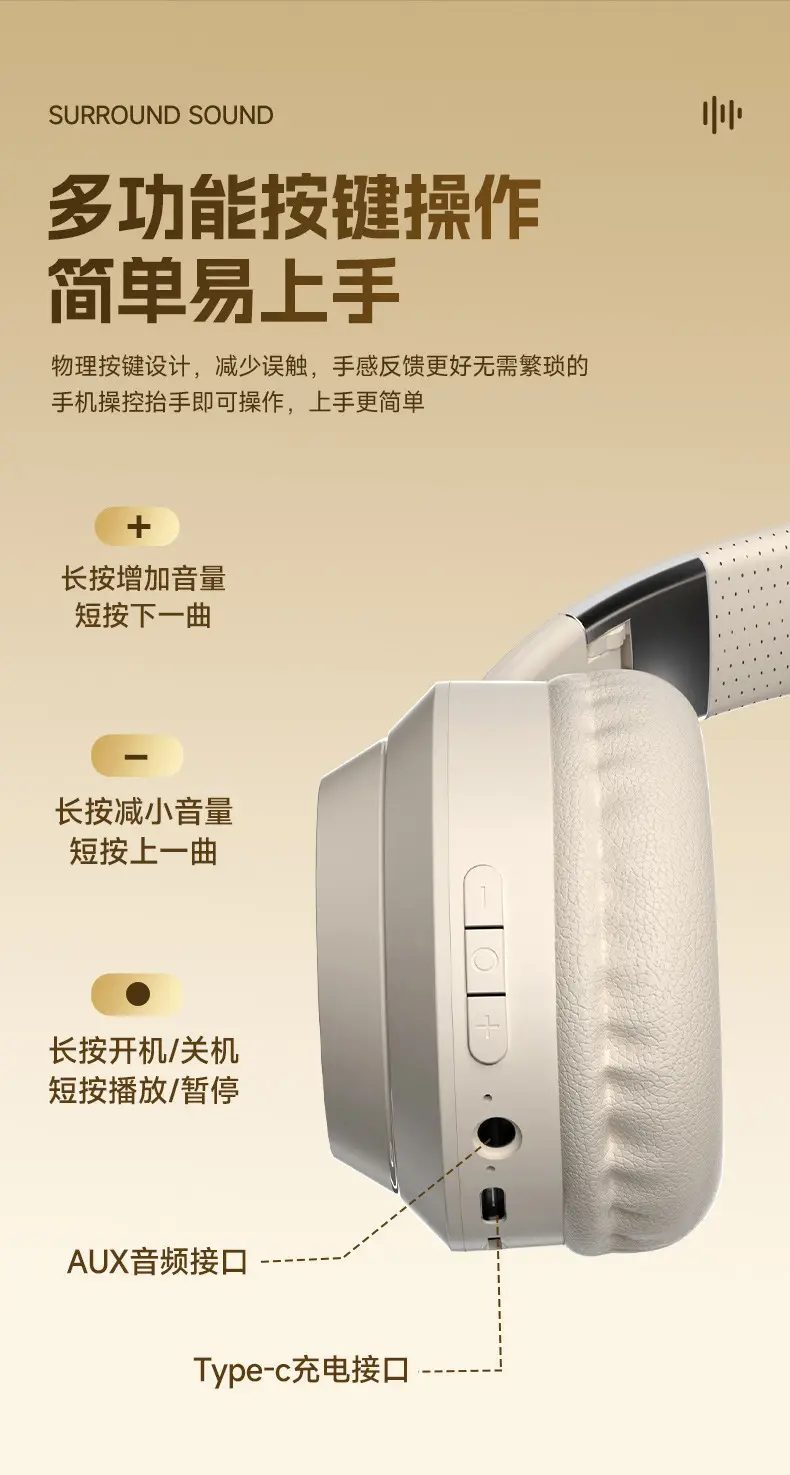 White Wireless Headset for Gaming & Music — feature 14