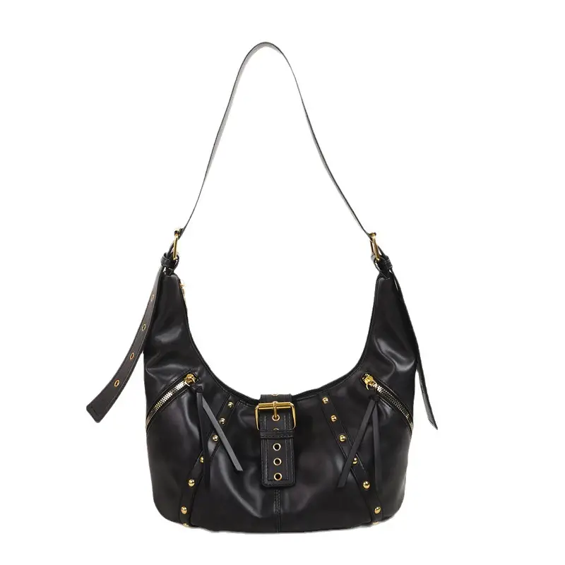 Black Retro Shoulder Bag Women Large Capacity 2025
