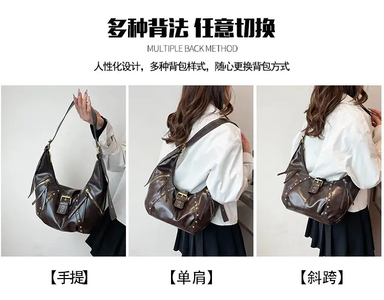 Black Retro Shoulder Bag Women Large Capacity 2025 — feature 14