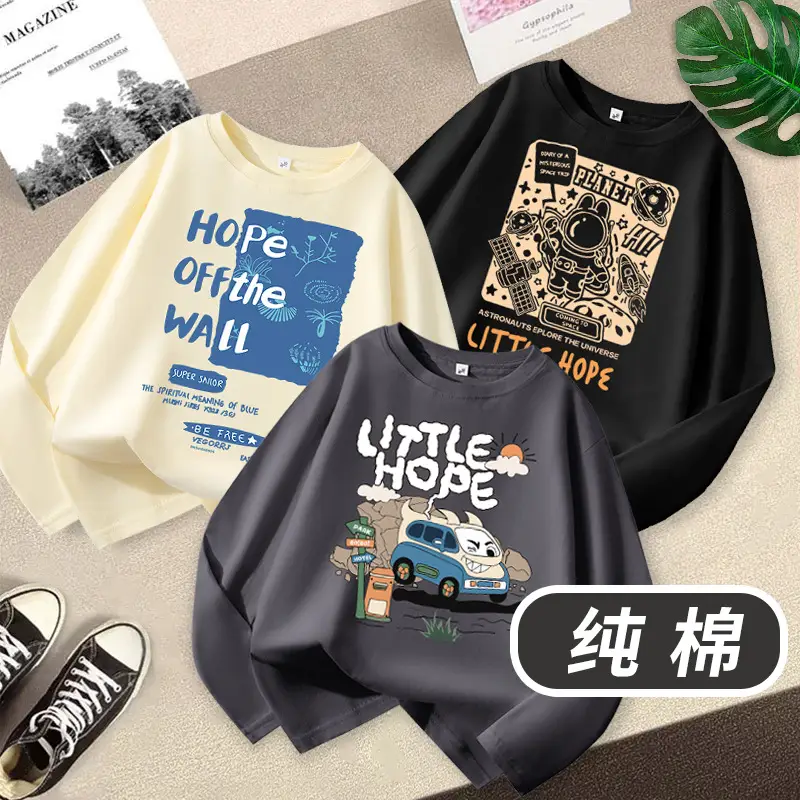 Pure Cotton Long Sleeve T-Shirt for Boys White Blue Design - Image 10
