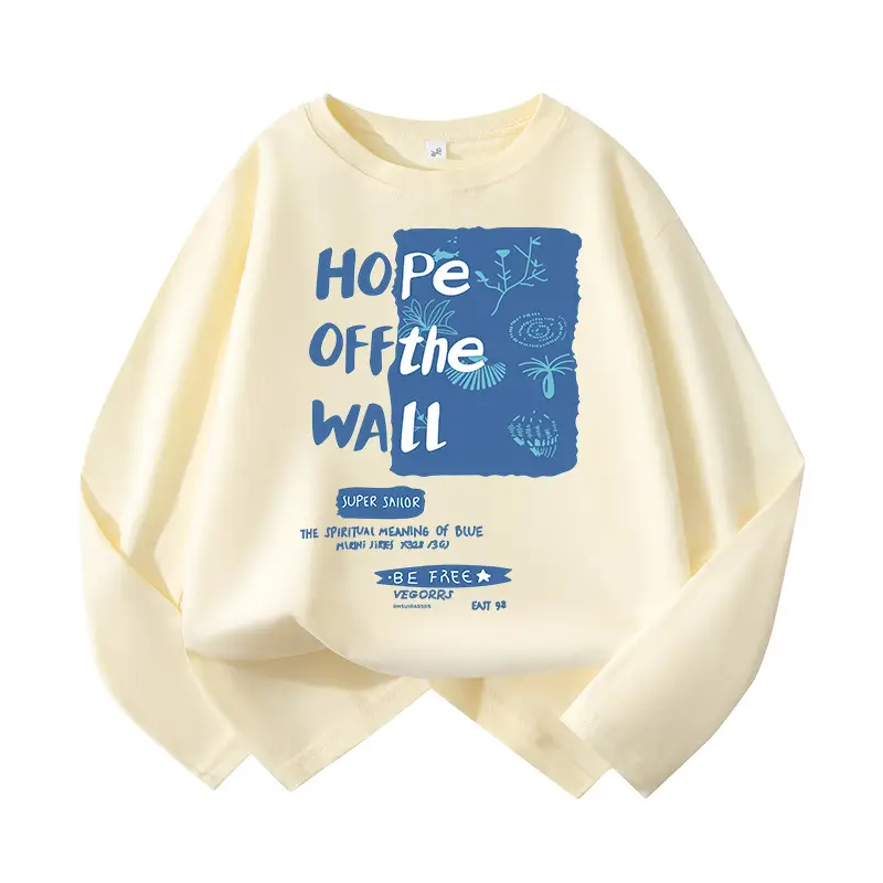 Pure Cotton Long Sleeve T-Shirt for Boys White Blue Design - Image 4