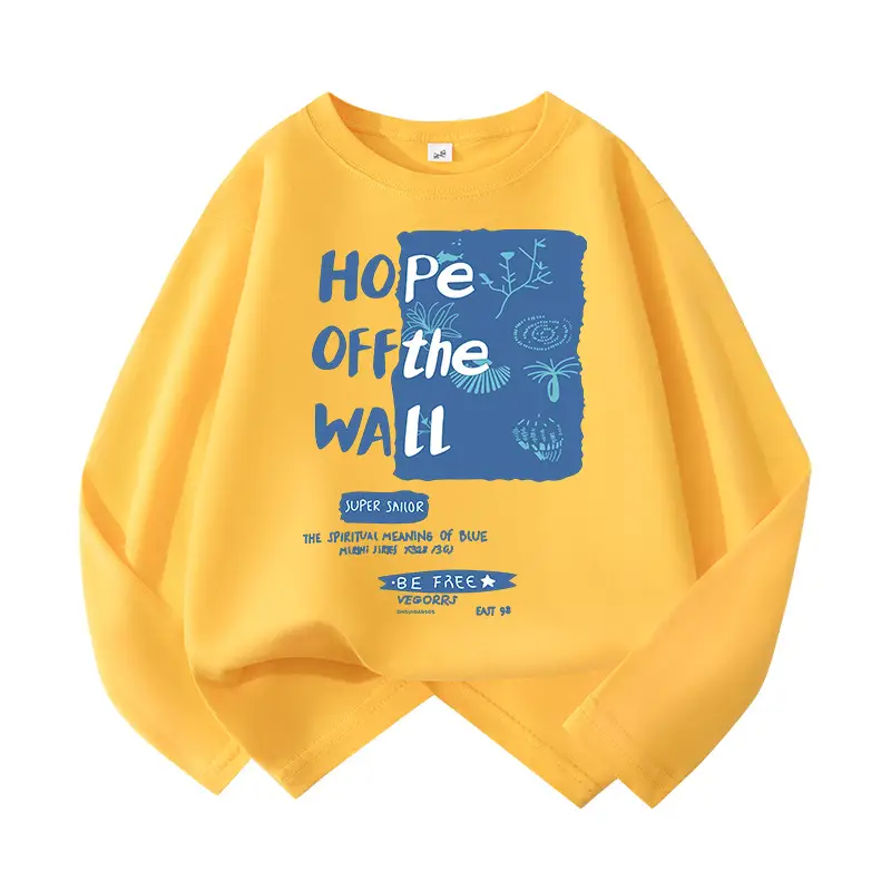 Pure Cotton Long Sleeve T-Shirt for Boys White Blue Design - Image 2