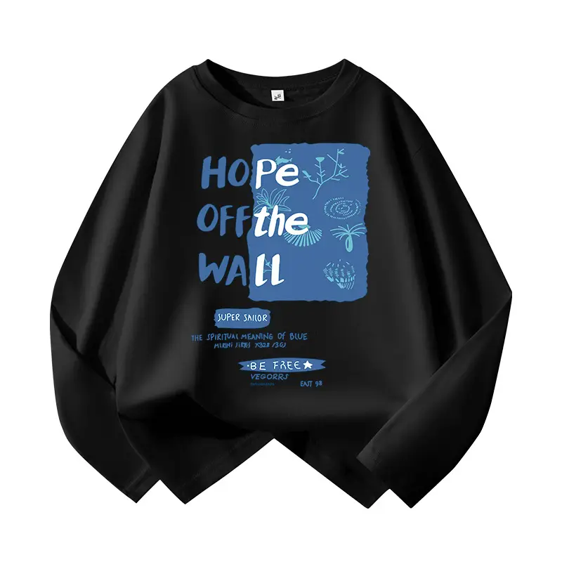 Pure Cotton Long Sleeve T-Shirt for Boys White Blue Design - Image 3