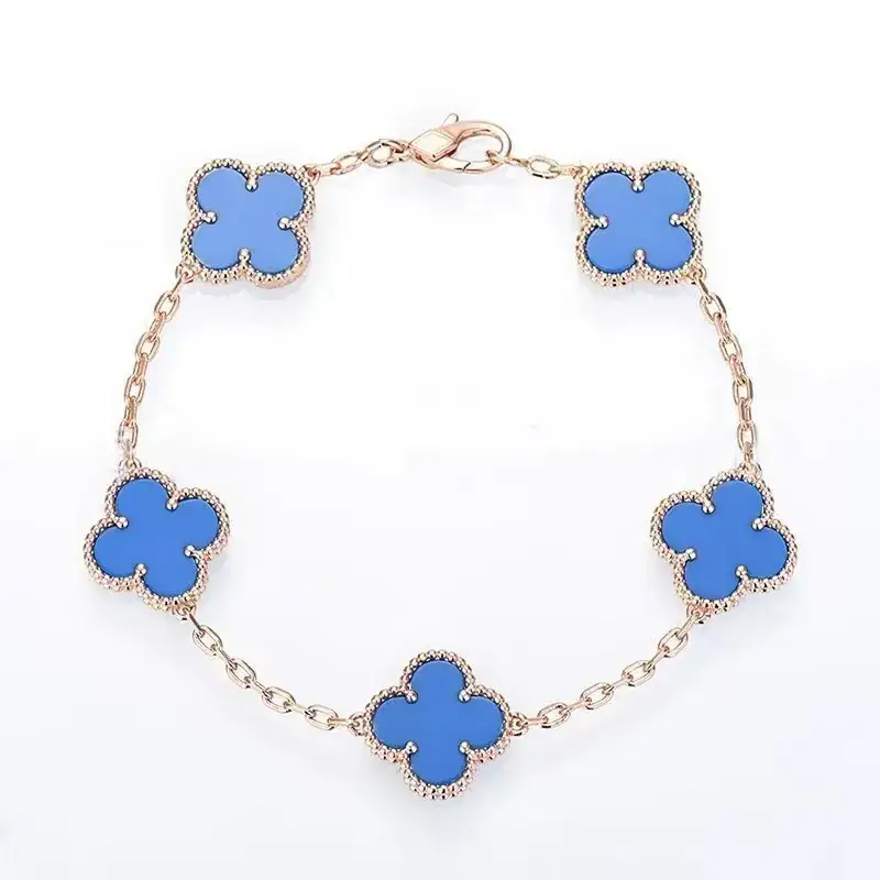 Four-Leaf Clover Lucky Bracelet 18K Rose Gold White Mother Pearl - Image 2