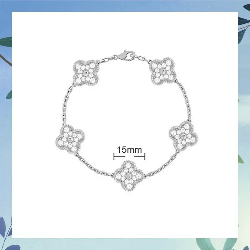Four-Leaf Clover Lucky Bracelet 18K Rose Gold White Mother Pearl - Image 3