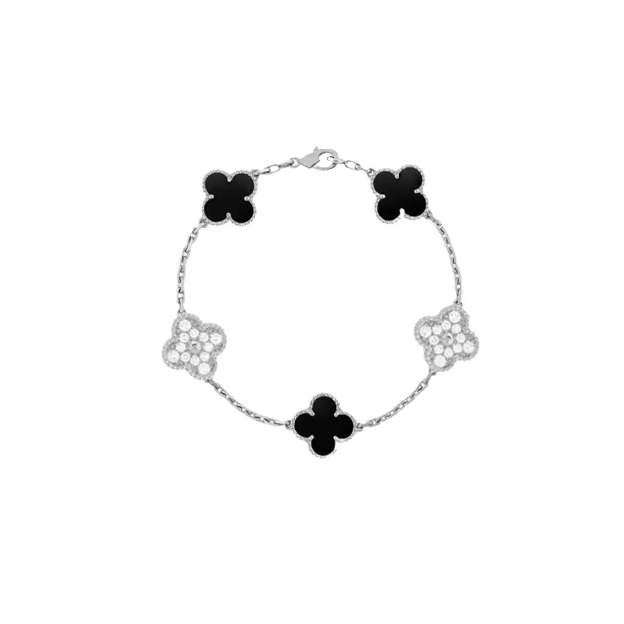 Four-Leaf Clover Lucky Bracelet 18K Rose Gold White Mother Pearl - Image 5
