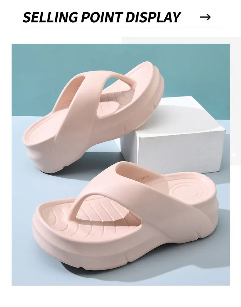 Women's Flip-Flops Summer Non-Stinky Foot Wear-Resistant Slippers EVA Home Non-Slip Wearing Heightened Shit-Treading Sandals — feature 14