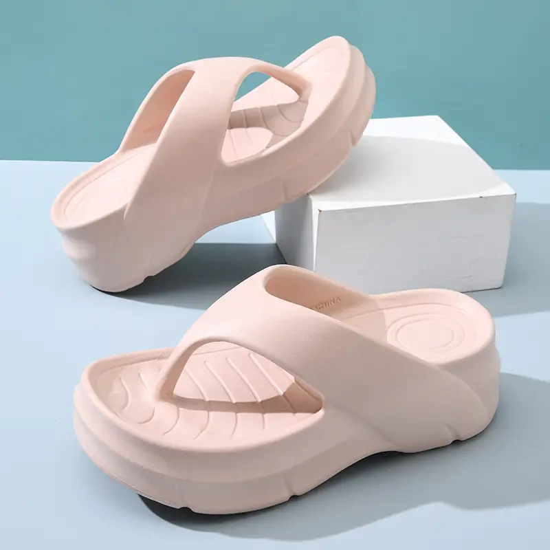 Women's Flip-Flops Summer Non-Stinky Foot Wear-Resistant Slippers EVA Home Non-Slip Wearing Heightened Shit-Treading Sandals - Image 2