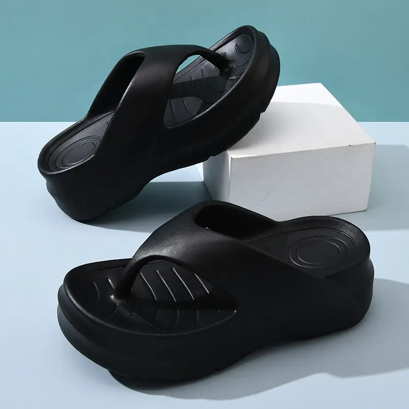Women's Flip-Flops Summer Non-Stinky Foot Wear-Resistant Slippers EVA Home Non-Slip Wearing Heightened Shit-Treading Sandals - Image 4