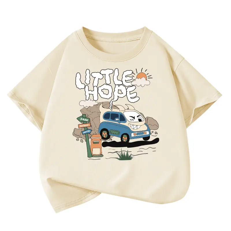 Boys Cotton T-Shirt Yellow Wall Hope Design Large - Image 5