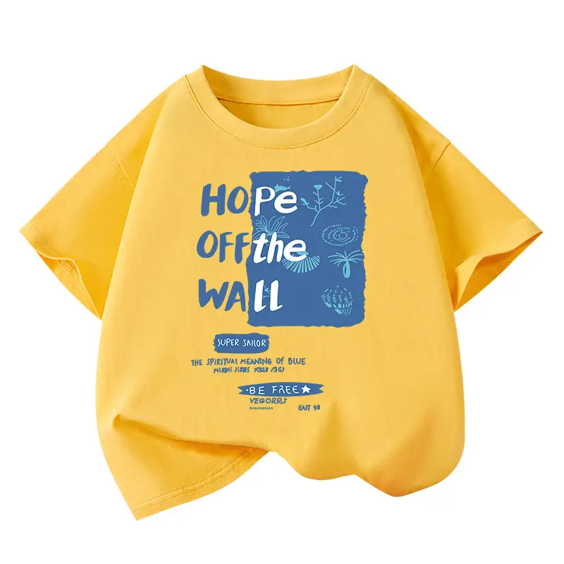 Boys Cotton T-Shirt Yellow Wall Hope Design Large - Image 2