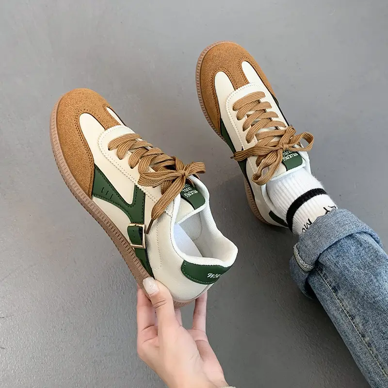 Women's Brown & White Lace-Up College Sneakers - Image 3