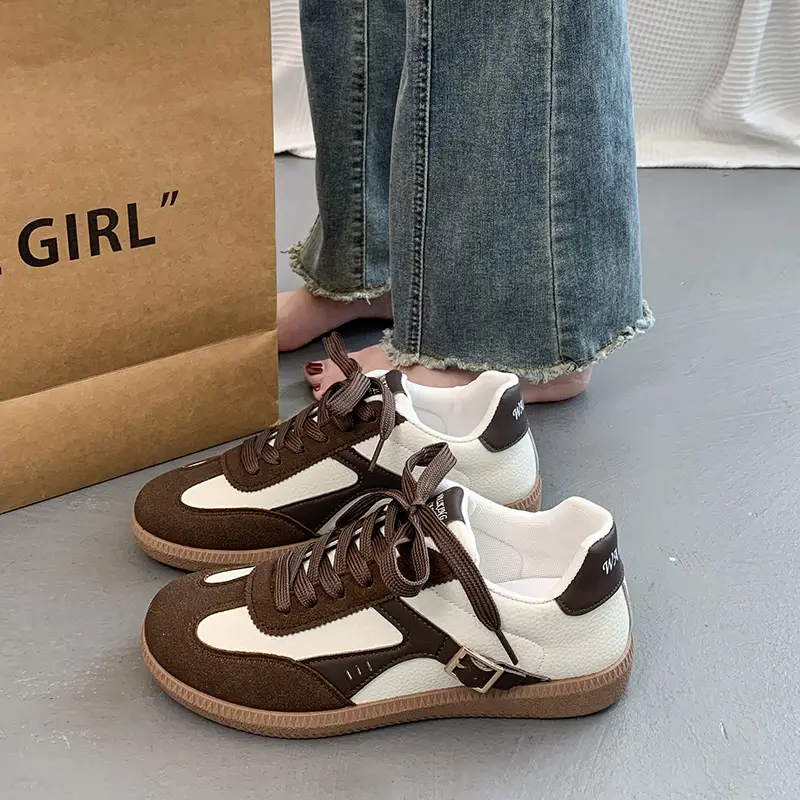 Women's Brown & White Lace-Up College Sneakers - Image 2