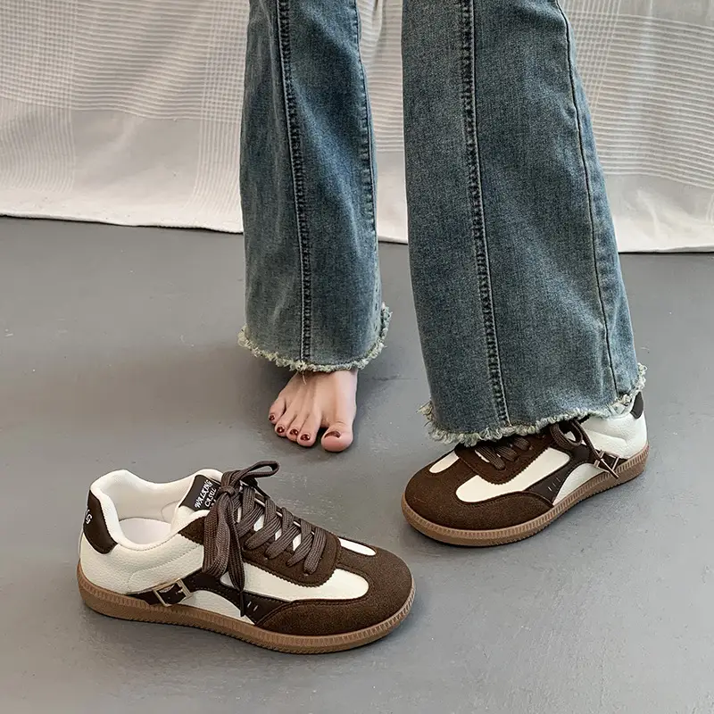 Women's Brown & White Lace-Up College Sneakers - Image 4