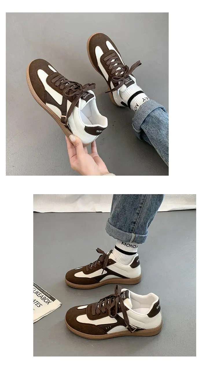 Women's Brown & White Lace-Up College Sneakers β feature 11