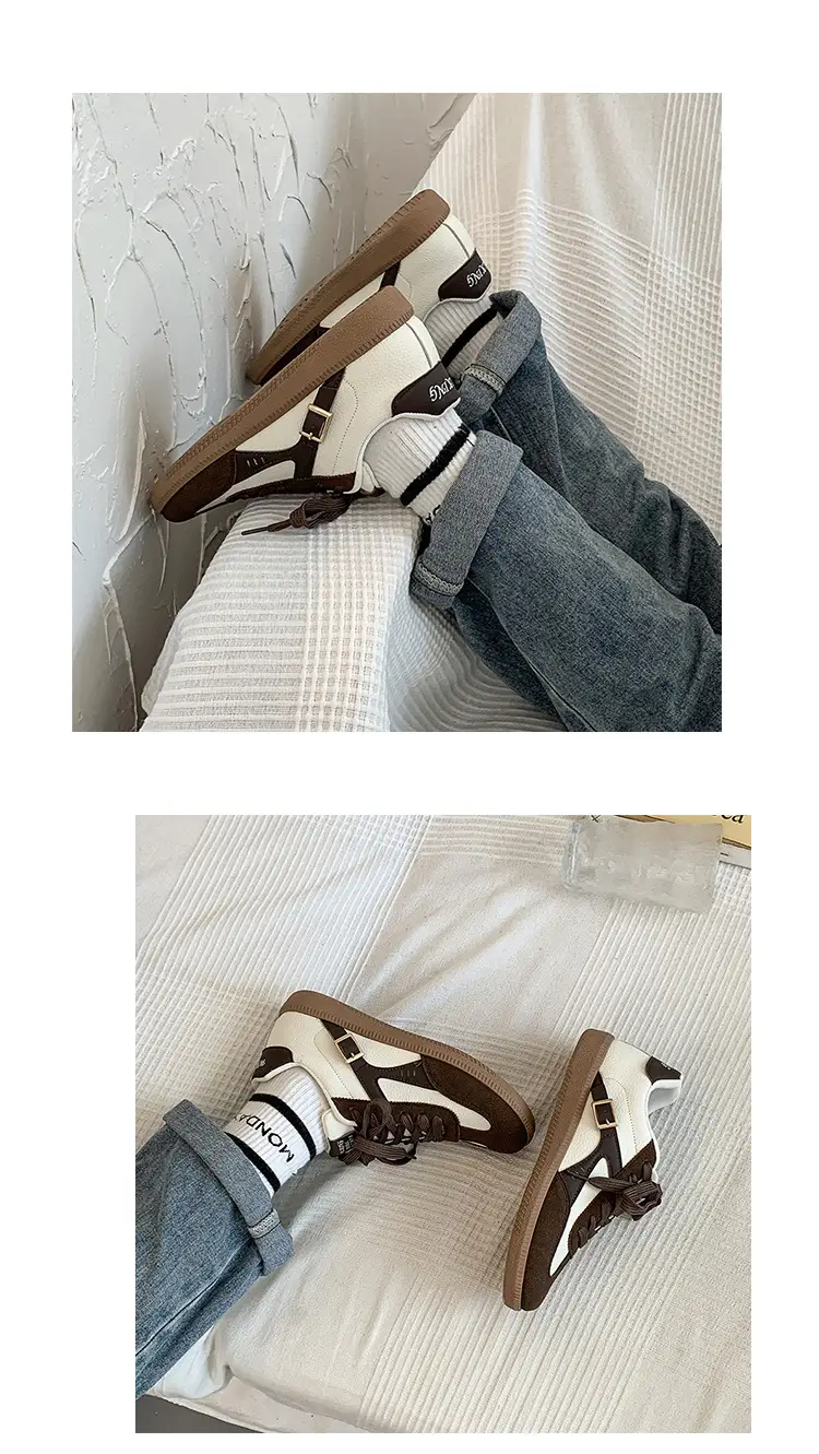 Women's Brown & White Lace-Up College Sneakers β feature 13