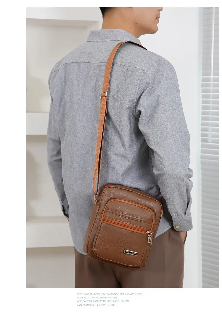 Korean Style PU Leather Crossbody Bag Brown Large Capacity — feature 14