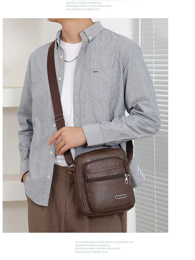Korean Style PU Leather Crossbody Bag Brown Large Capacity — feature 19
