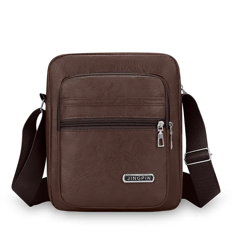 Korean Style PU Leather Crossbody Bag Brown Large Capacity - Image 2