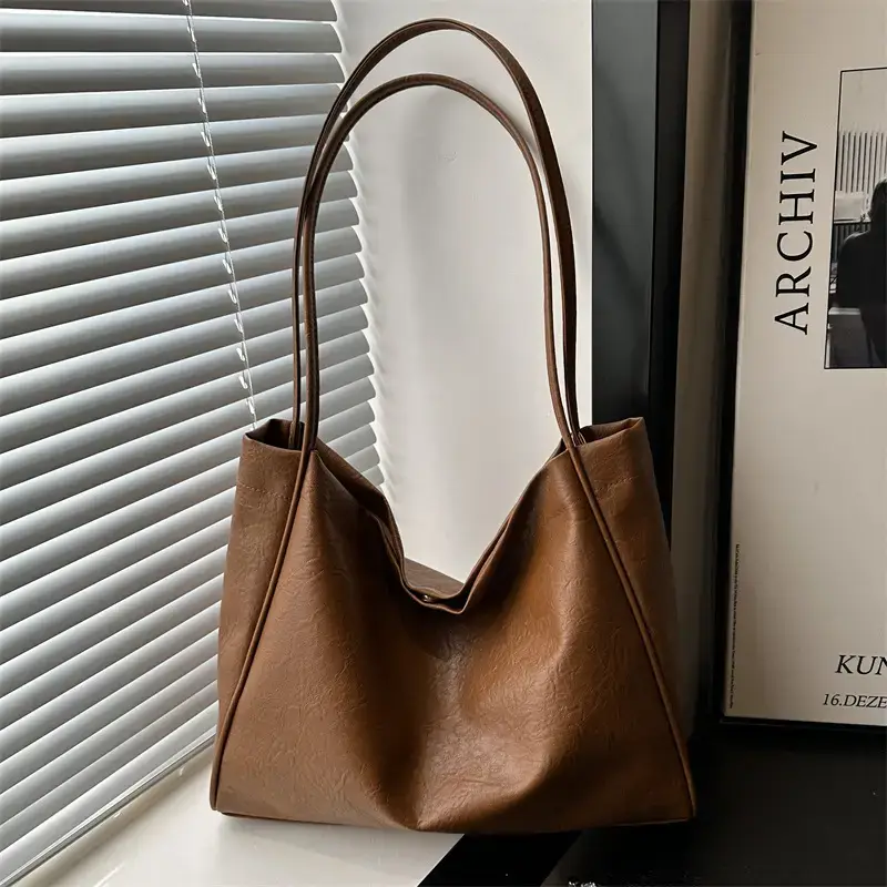 Women's 2024 Winter Retro Tote Bags Brown Black Brown - Image 6