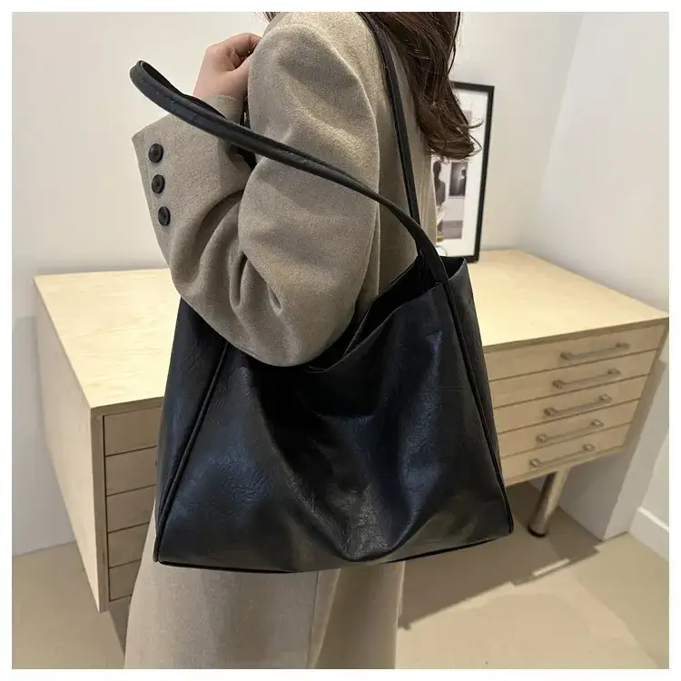 Women's 2024 Winter Retro Tote Bags Brown Black Brown — feature 12