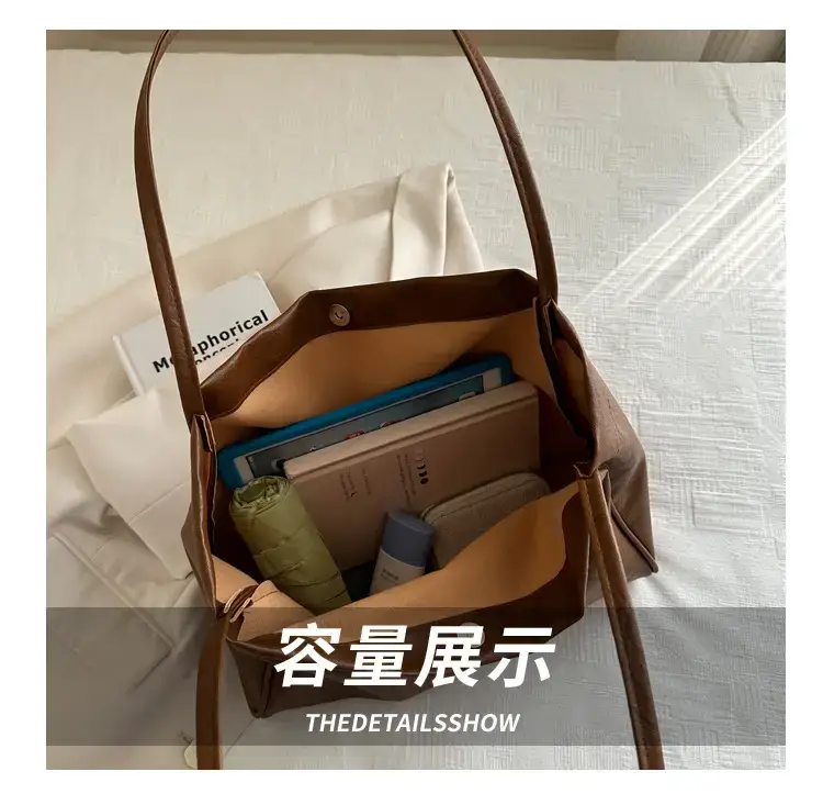 Women's 2024 Winter Retro Tote Bags Brown Black Brown — feature 5